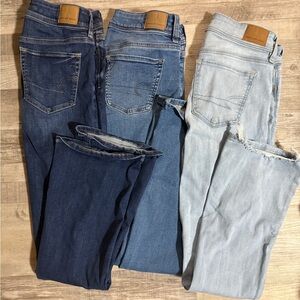 American Eagle Outfitters Women's Boot Cut Jeans in Dark Blue, Medium,Light Blue